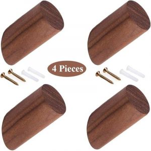 4 Pi&egrave;ces Pat&egrave;res En Bois Naturel, Crochets &agrave; Chapeau En Bois, Pat&egrave;re Bois de Noyer Massif Moderne &agrave; La Main Pat&egrave;re Murale pour Mur, Cuisine, Chambre,