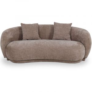 Canap&eacute; de Style Contemporain Courb&eacute; Rembourr&eacute; en Chenille - 3 Places - Courb&eacute; Taupe