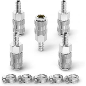5 pi&egrave;ces accouplement d&rsquo;air industriel m&acirc;le avec canne de tuyau de 6MM, fer nickel plating d&eacute;bit de raccord rapide air pneumatique compresseur