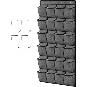 Pochette de rangement suspendue, organiseur de chaussures &agrave; 24 poches, support de rangement &agrave; suspendre sur la porte, support de rangement mural en