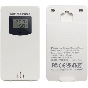 Thermom&egrave;tre num&eacute;rique Hygrom&egrave;tre Capteur ext&eacute;rieur pour station m&eacute;t&eacute;o Capteur sans fil Hygrom&egrave;tre Thermom&egrave;tre &eacute;lectronique 433.92MHz avec affichage,