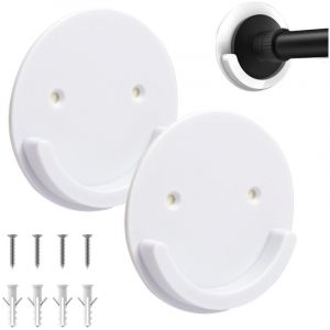 Lot de 2 supports de tringle &agrave; rideau de douche universels avec adh&eacute;sif sans per&ccedil;age - Support de tringle de rideau de douche avec vis pour salle de