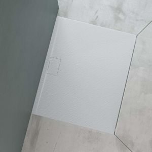 Mai & Mai Receveur de Douche Bac &agrave; Douche Blanc en R&eacute;sine Marbre Artificielle Bac de Douche 100x120x3 cm Geo07