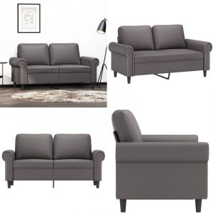 Vidaxl - Canapé à 2 places Gris 120 cm Similicuir - Canapé Deux Places - Canapé Gris - Canapé Simili Cuir - Canapé Moderne - Canapé Design - Home &