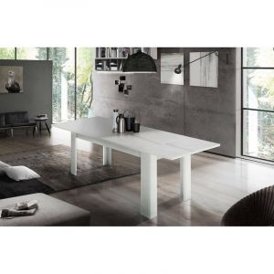 Table de salle à manger extensible, Made in Italy, Table moderne avec rallonges, Console extensible, cm 140 / 190x90h75, couleur Mélèze blanc