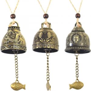 Vintage Fengshui Bell, 3pcs M&eacute;tal Carillons &Eacute;oliens Vintage Dragon B&eacute;n&eacute;diction Statue de Bouddha Carillon Chinois Traditionnel Carillon &Agrave; Vent pour