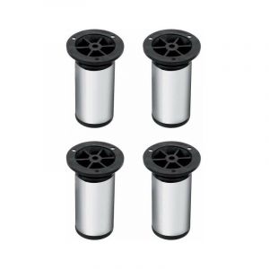 4x Pied de meuble 100mm ajustable ±25mm base ronde Ø50mm en acier finition chrome brillant Meuble tv Canapé Buffet Armoire Table Lit Bureau Bricolage
