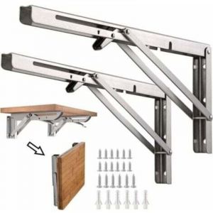 Dpzo - 2PCS Équerre Pliante, 8 Pouce Supports d' Étagères Pliants en Acier Inoxydable, Acier Inoxydable Equerre Rabattable Murale, Charge Maximale