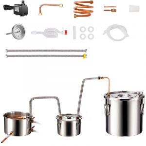 Mophorn - Alambic à alcool, distillateur d'eau-alcool en acier inoxydable de 5 gal / 19 l avec serpentin en cuivre pour un refroidissement rapide,