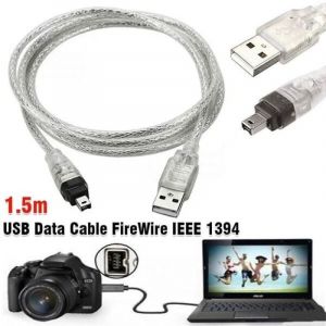 Mini DV MiniDV C&acirc;ble de donn&eacute;es USB FireWire IEEE 1394 Cam&eacute;scope HDV pour montage sur PC