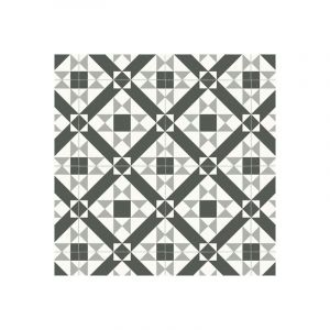 Décoweb - Sol Vinyle Style - Carreaux de ciment graphique - Noir et blanc - Echantillon 15 x 20 cm