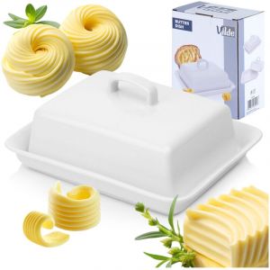 Beurrier en céramique, beurrier, récipient à beurre, blanc VILDE 139680