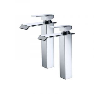 Ubeegol - 2x Robinets Salle de Bain Cascade Mitigeurs de Lavabo Bec Haut Robinets de Lavabo Chrom&eacute; Robinetteries Lavabo en Acier Inox pour Vasque