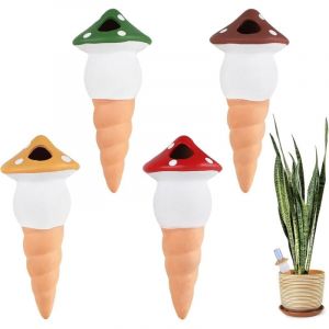 4X Cône en Argile Goutte à Goutte Champignon D'arrosage en Céramique Arrosage Bouteille Automatique Terre Cuite pour Arroser Distributeur d'eau pour