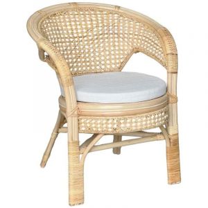 Fauteuil Amanda en osier naturel avec paille de Vienne et coussin gratuit