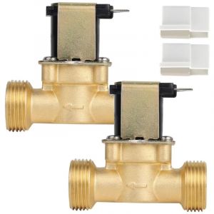 Lot de 2 Electrovanne 3/4" AC 230V Vanne &Eacute;lectromagn&eacute;tique &Eacute;lectrique &Eacute;lectrovanne Magn&eacute;tique en Laiton &Eacute;lectrovanne pour Le Contr&ocirc;le de l'eau
