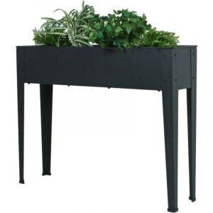 Der Holzwurm - Lit surélevé en métal, hauteur 80 cm Lit surélevé balcon étroit, bac à fleurs avec pieds extérieur, acier thermolaqué anthracite, L102