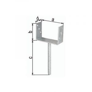 Gah Alberts Support de poteau en u ETA-10/0210 121x100x200x60mm tzn avec ancrage à béton en acier strié - 214296