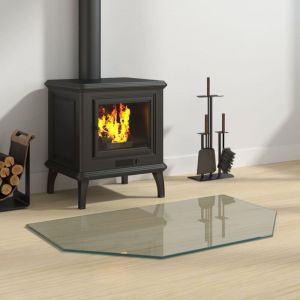 Maison Chic - Plaque de verre pour cheminée Protecteur De Sol hexagonale 80x50 cm 45870