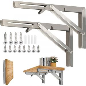 &Eacute;tag&egrave;re Murale Pliante de 400 mm, Support de Pliant en Acier inoxydable 304 pour &eacute;tabli, &Eacute;querre pliante Support, Equerre pour Etagere Murale（2