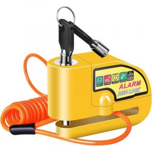 Aiperq - Bloc Disque Alarme Antivol Moto Bloque Disque Scooter Disc Lock avec Alarme de 110db,2Clés,1.5m Câble Antivol,1 Sac de Bloc Disque Alarme