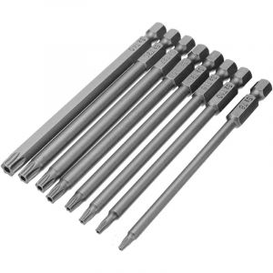 Choyclit - 8 pièces Bits Embouts de Tournevis Torx Creux de Tige Hexagonale 6.35mm T8-T40 Kit d'Outil Bit Tournevis Long à Tête de Sécurité