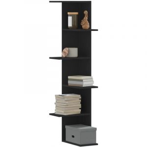 &Eacute;tag&egrave;re d'angle murale noir 36,5x36,5x140 cm bois d'ing&eacute;nierie
