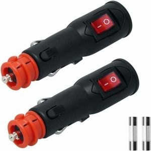 Allume Cigares Fiche, Prise Allume Cigare male universelle 12V, avec interrupteur et fusible pour 12mm DIN HELLA / 20mm Prise 12V-24V, C&acirc;bles jusqu'&agrave;