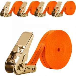 4 Pi&egrave;ces Sangles Darrimage &agrave; cliquet 8M de Jeu Sangle a Cliquet Sangle Darrimage avec Tendeur Longueur,Largueur 25 mm Sangles de Serrage,Convient aux