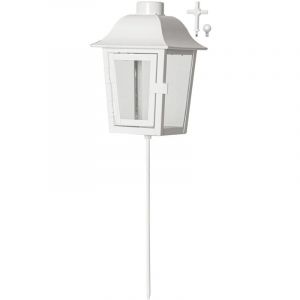 Star Trading - Lanterne Serene, piquet de terre, lanterne funéraire, décoration, blanc, extérieur, 45 cm