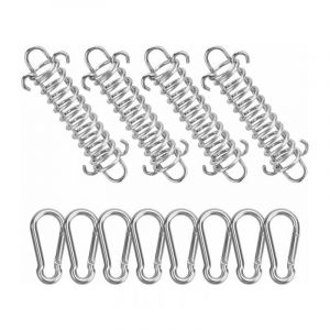 Cyslmuk - 4PCS Ressort Voile d'Ombrage et 8PCS Petit Mousqueton, Fixation Voile d'Ombrage Boucle Corde Ressort pour Tente Camping en Plein Air
