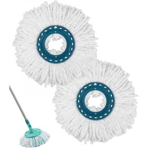2 têtes de rechange, balai microfibre, pour système de balai à disque Clean Twist de Leifheit, saleté hautement absorbante, parquet, carrelage,