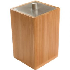 Porte-coton en bambou, R&eacute;cipient pour coton (LxlxH) : 7,6 x 7,6 x 11cm Marron Rangement pour coton, Accessoires de salle de bain, Accessoires de