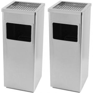 Haloyo - Lot de 2 Poubelle verticale carrée 48L Poubelle de cuisine carrée verticale équipée de porte-cendres seau intérieur amovible 302460cm argent
