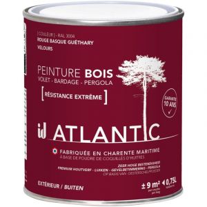 Peinture bois ext&eacute;rieurs - RAL 3004 Rouge basque Gu&eacute;thary - 750ML - ATLANTIC
