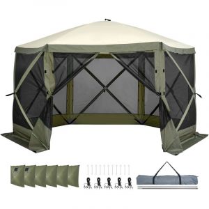 Mophorn - Tente tonnelle pop-up, abri solaire à 6 côtés avec panneaux d'intimité amovibles et fenêtres en maille, tente moustiquaire à installation