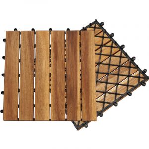 Vingo - swanew 33x Dalles de terrasse en bois d'acacia ou bois d'eucalyptus 30 x 30 cm Dalle clipsable balcon jardin extérieur Acacia Mosaïque