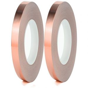 Ruban en Feuille de Cuivre de Cuivre avec Bande de Cuivre Adh&eacute;sif Conductif pour Vitraux Adh&eacute;sive Conductrice pour Artisanat d'art pour Guitare Blinda