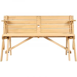 Mophorn Table de pique-nique 2 en 1 transformable, ensemble table et banc ext&eacute;rieur en bois, banc pliable portable avec trou pour parasol, id&eacute;al pour