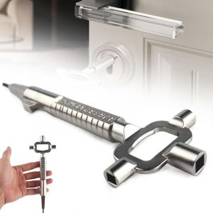 Clé de Construction Universelle 6 en 1, Trousseau de Clé Engin Chantier Clef Passe Partout Toute Serrure Cléf de Chantier Avec Échelle De Mesure de