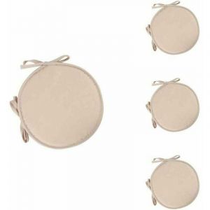 Lot de 4 Rond Coussin de Si&egrave;ge Coussins de Chaise Rond Galettes de Chaise Coussin pour Salle &agrave; Manger Jardin Maison Bureau Cuisine(beige)