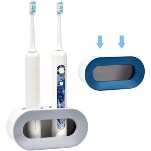 Lot de 2 Porte Brosse a Dent Electrique(Bleu + Gris) , Porte Brosse &agrave; Dents Electrique Mural Drainable, Rangement Brosse a Dent Electrique, Support