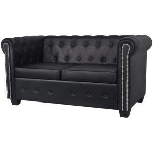 Maisonchic - Canapé Chesterfield à 2 places, Banquette Sofa de Salon, Canapé droit cuir synthétique noir design in