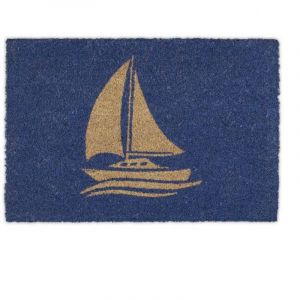 Paillasson fibre de coco voilier bleu