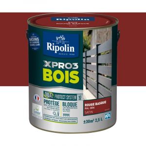 Ripolin - Peinture pour Bois Intérieur et Extérieur - Satin - 2,5L - rouge basque ral 3004