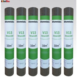 Rouleau de feutre bitum&eacute; V 13 sabl&eacute; avec armature en voile de verre 60 m&sup2; Membrane de toiture en bitume et voile de verre