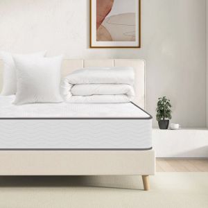 Matelas et Couette et 2 Oreillers - 1 Matelas 160x200x15cm + 1 Couette 220x240cm + 2 Oreillers 60x60cm (Matelas+Couette+2 Oreillers,tous dans un