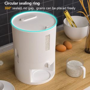 Bac de stockage pour riz de 20 litres avec mesureur, cuisine, alimentation, c&eacute;r&eacute;ales, riz, r&eacute;cipient en plastique, distributeur de c&eacute;r&eacute;ales, 6 kg/10