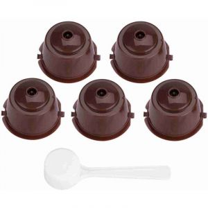 Vtizikl Capsules 5 Pi&egrave;ces de qualit&eacute; Alimentaire PP 304 en Acier Inoxydable R&eacute;utilisable Filtre &agrave; Capsules de caf&eacute; Rechargeable (Brun)