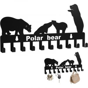 Lntyq - Porte Manteau Mural, Accroche Clef Mural Avec 10 Crochets Patere Clé Murale Design Ours Polaire Décoration Muraux en Métal Patère Pour Entrée